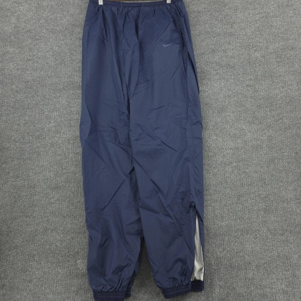 VINTAGE Nike Track Pants Mens‎ Large Blue Lined Elastic Cuff Zip Leg Athletic